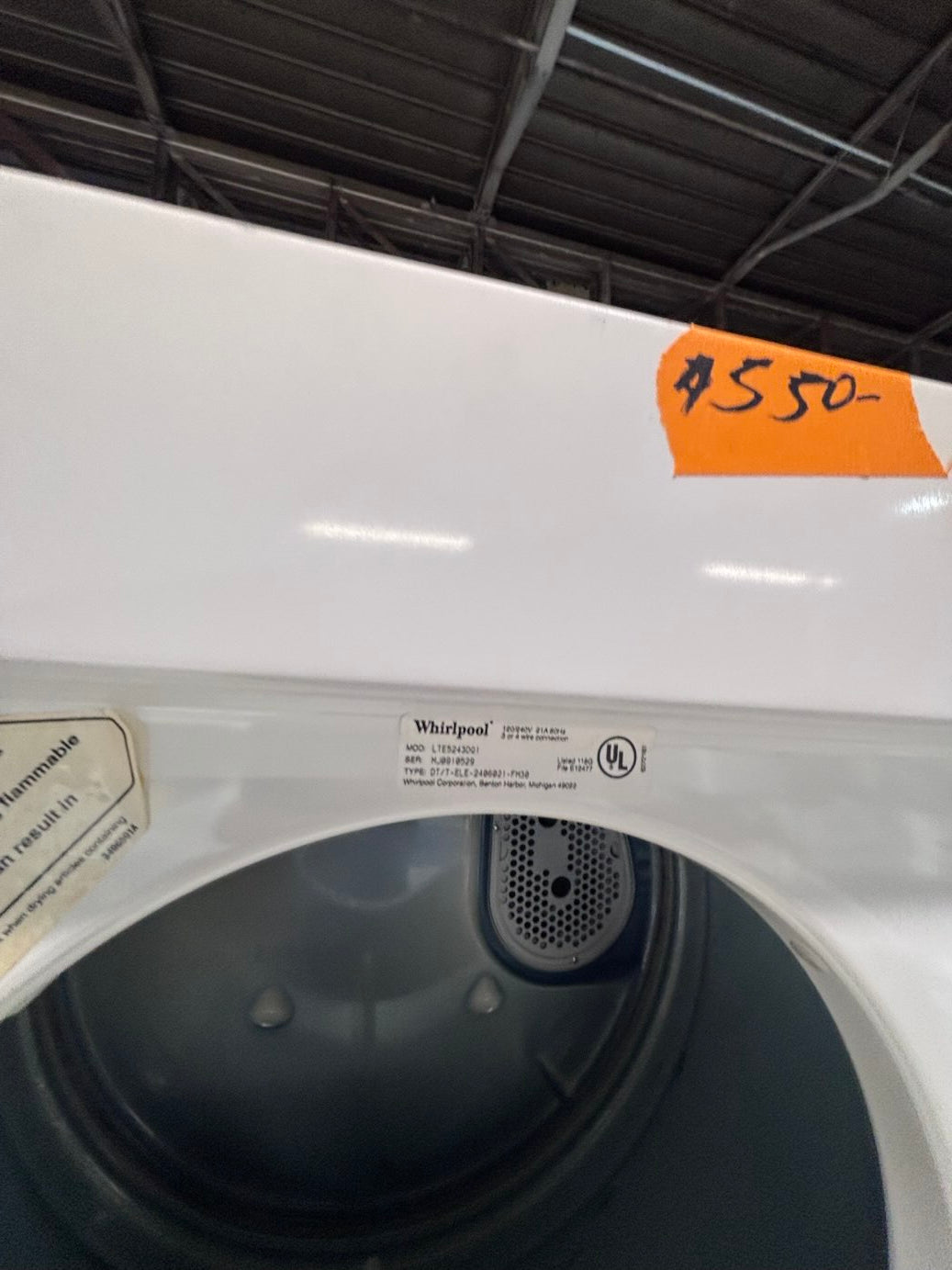 }Whirlpool stacked laundry center Electric 220v washer & dryer set used -in  white 24" #LCWY77B