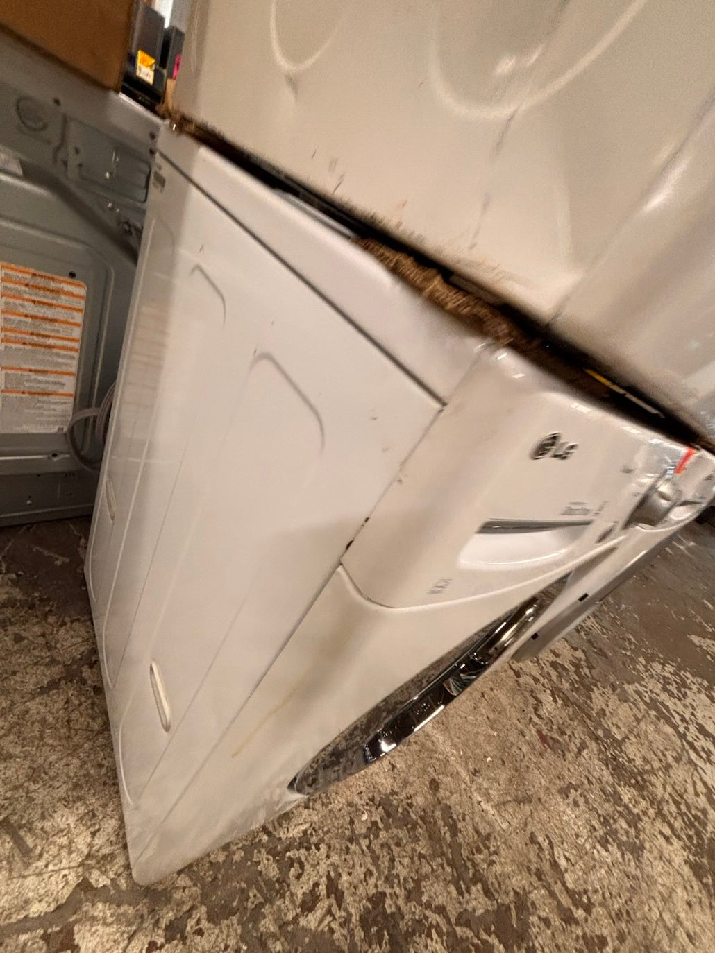 } } special🔥LG washer & dryer set large capacity,electric 220v front load stackable or side by side - sensor dry , working 💯 with warranty ! in white color used,refurbished #LGWW94SET