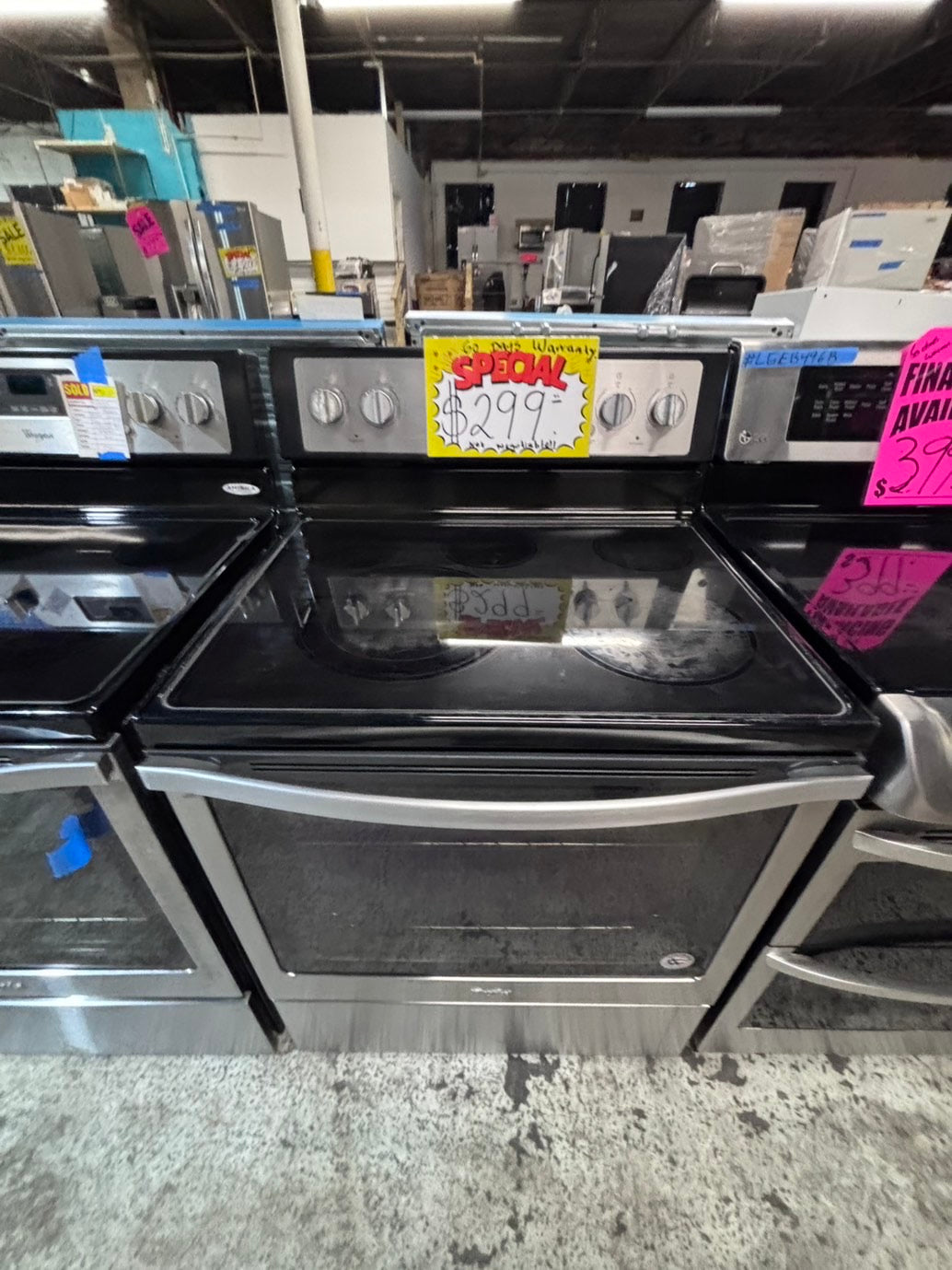 >*Special🔥whirlpool electric 220v glass top range bake Broil roast self clean stainless steel 30" Refurbished #ESZW12B