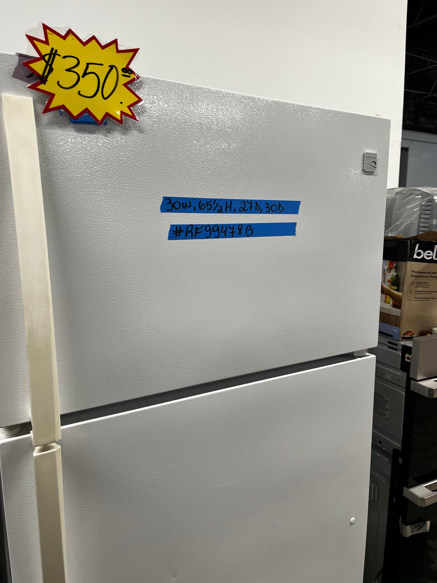 Kenmore top freezer refrigerator in white used refurbished 30” #RF99478B