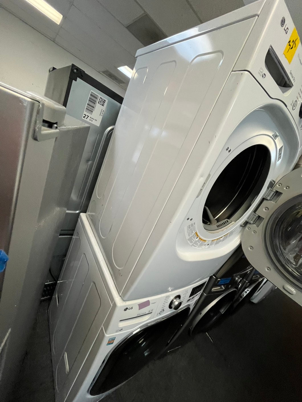 Lg front load Electric dryer 220v  and front load washer set white  stackable 27” wide  in Refurbished #WDEST2L