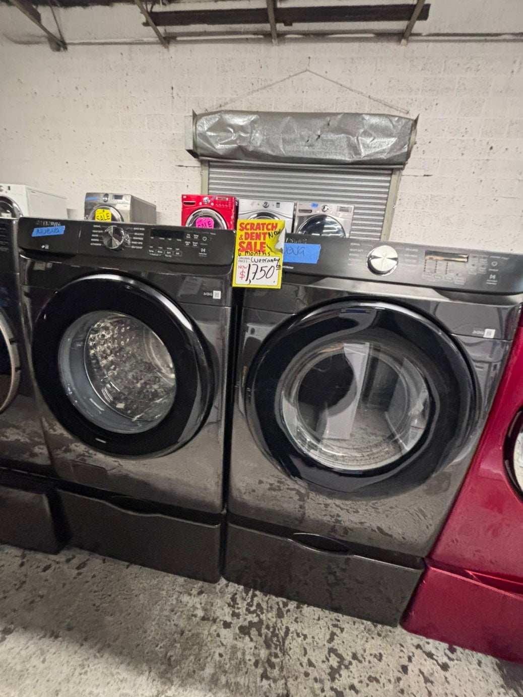 >>New open box 📦 Samsung front load washer & dryer electric set with pedestal storage 27” #SAEL8V7B