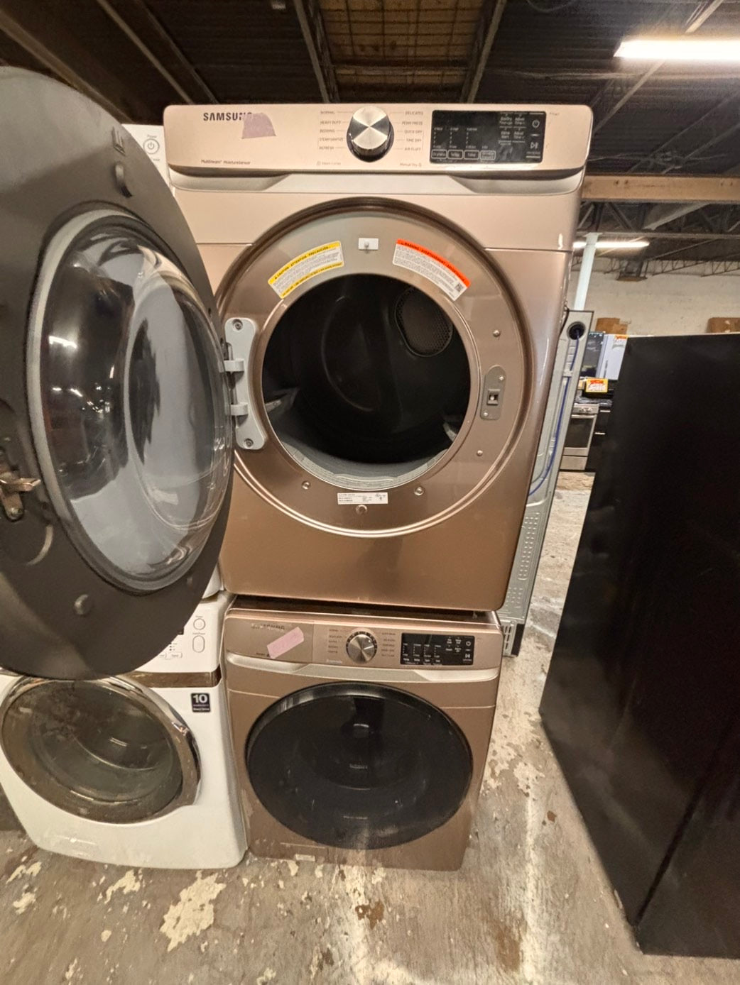 >*Samsung steam washer 4.5 cu ft & dryer 7.5 cu ft set electric steam 220v front load stackable or side by side - sensor dry He Tuscan  color  #W7TWWBSET
