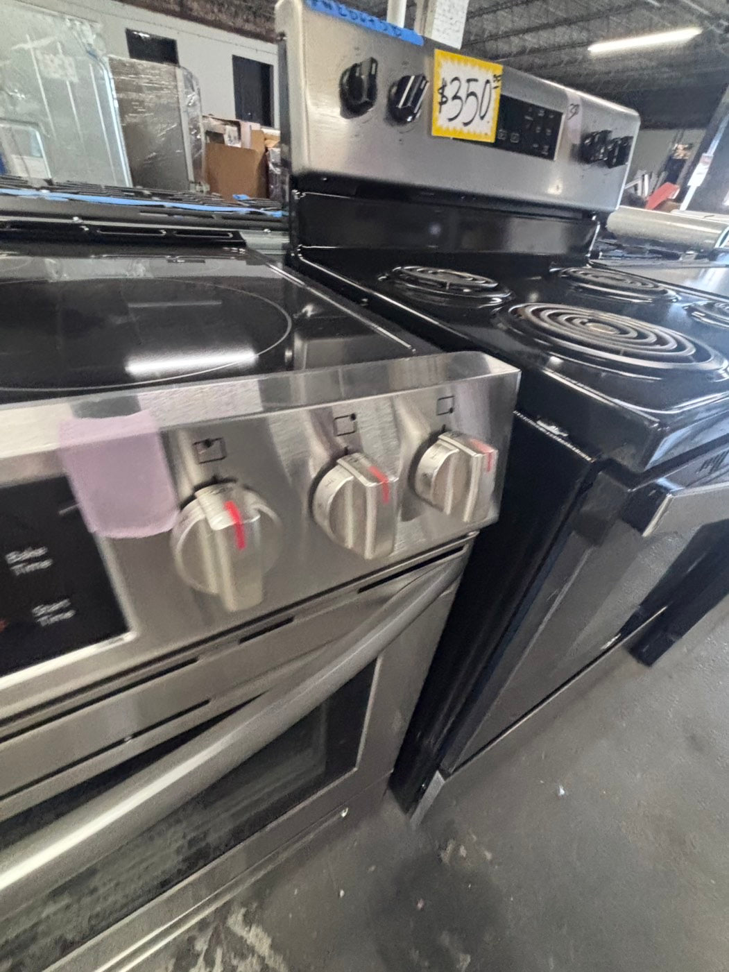 >Frigidaire slide in Glass top electric 220v range 5 burner warm zone bake broil self clean in stainless steel 30" used-Refurbished #ERSR27B