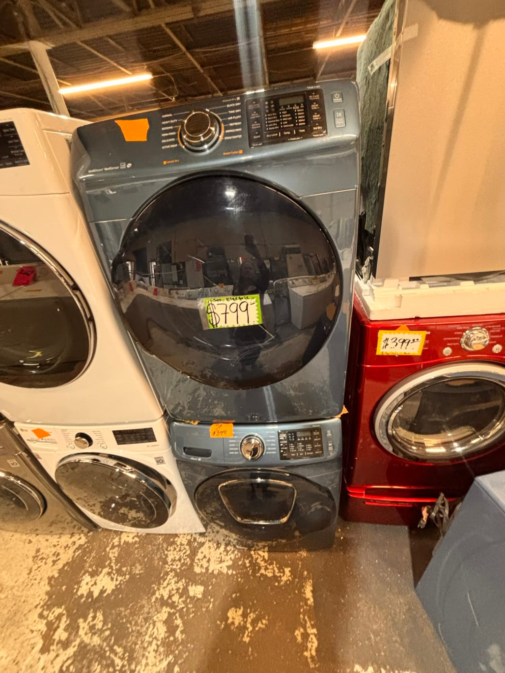 } samsung washer & dryer set electric 220v front load stackable or side by side working 💯  with warranty - sensor dry in sky blue   #ALSKP7ET