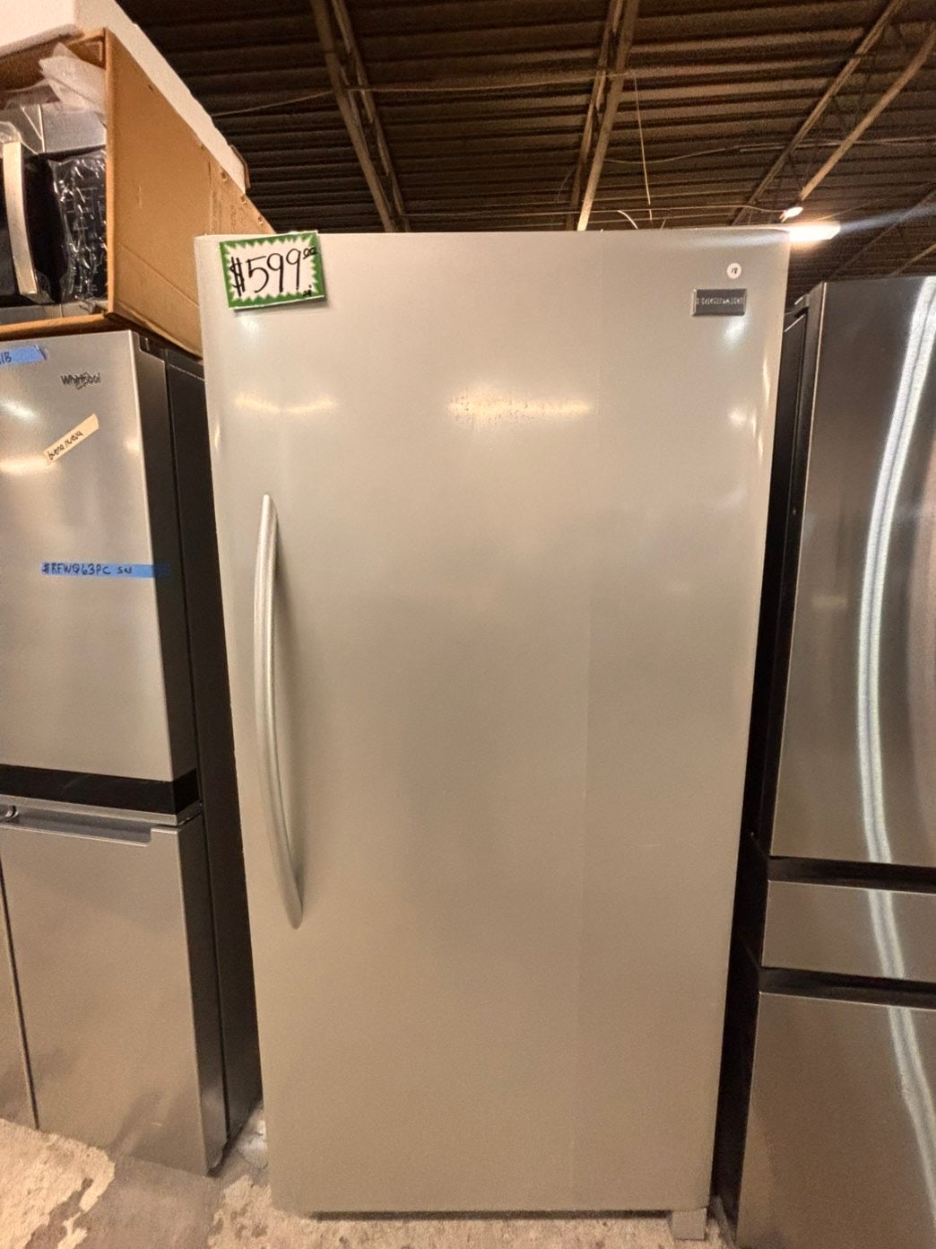 >>whirlpool 33”wide x 66 height x  25”depth up-right freezer stainless steel 20cu.ft Refurbished-used #RF5CZXB