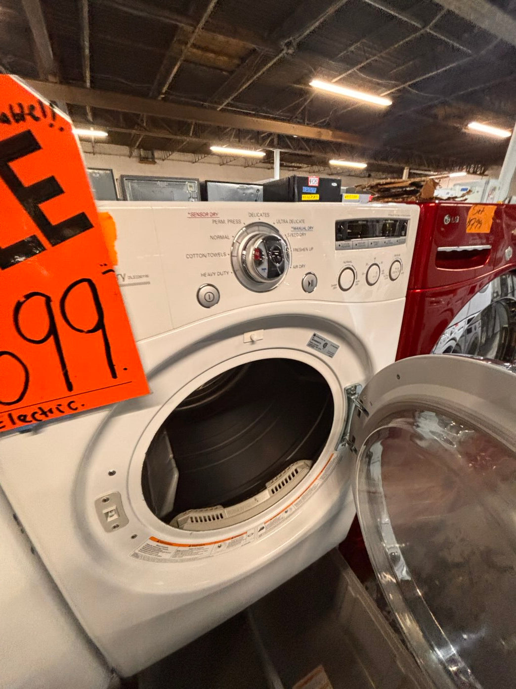 }}SALE🔥LG used- refurbished front load electric 220v dryer & washer large  capacity with pedestals in white color 27” working 💯  with warranty #FLZ5527B