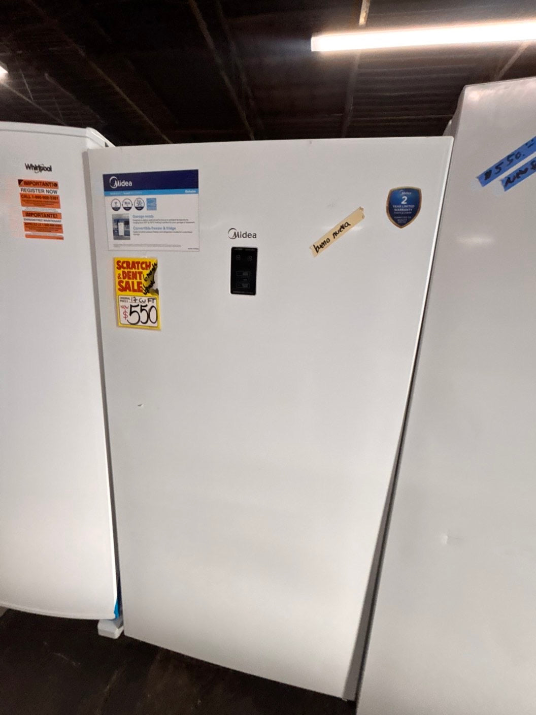 Open box 📦 17cu. ft. Midea Garage Ready Freezer/fridge convertible in White with Temperature Alarm ENERGY STAR #FZR77WBB