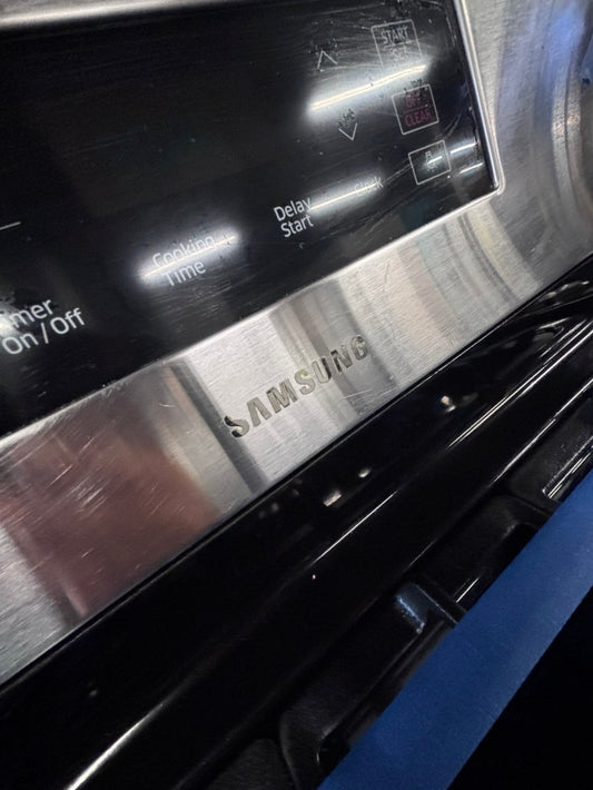 >>samsung Gas range 5 burner convection oven bake ,broil Hi/Lo self clean in stainless steel used-Refurbished 30” #SGQ51SB