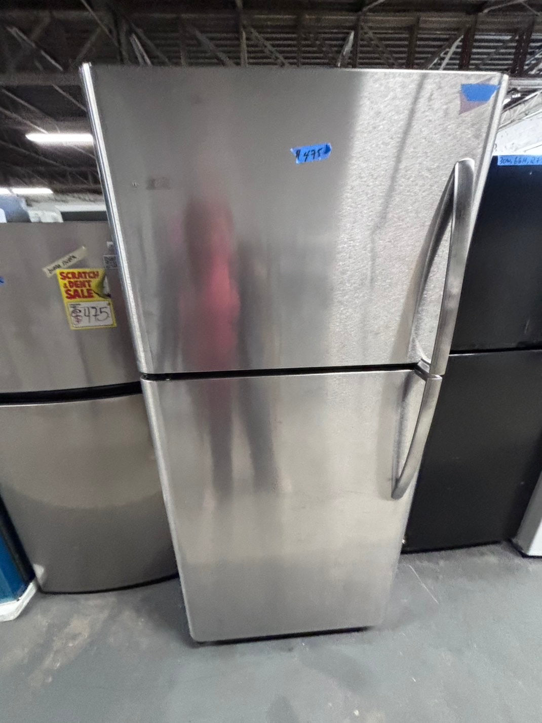 >Frigidaire 21cu.ft -top freezer refrigerator stainless steel -used refurbished 30” #RFH916B