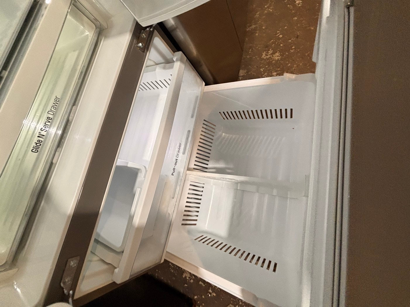 >*LG 33”wide 33” doors French door Refrigerator 33w x 69h x29 1/2depth. /stainless steel w/ ice water dispenser 33" #RLGH38B