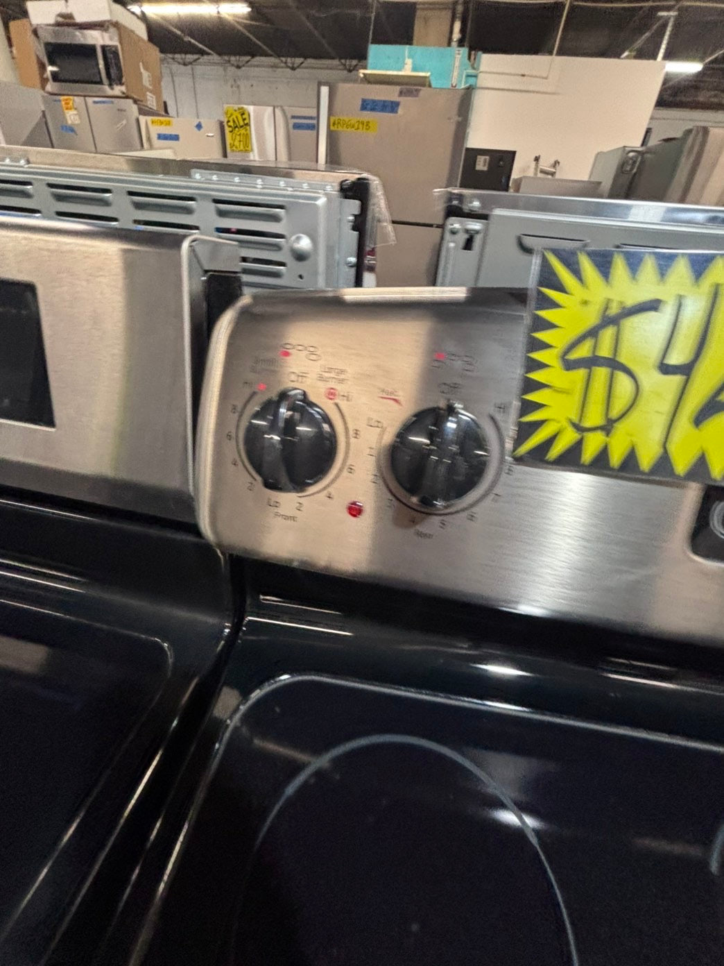 >*GE  electric 220v glass top range 4 burner  bake Broil roast self clean stainless steel 30" Refurbished #EZ77S3B