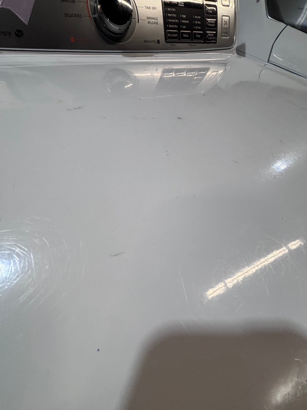 >*samsung white  top top load washer large capacity & dryer set electric 220v side x side top load stainless steel drum white color used-refurbished #W5Z6YB