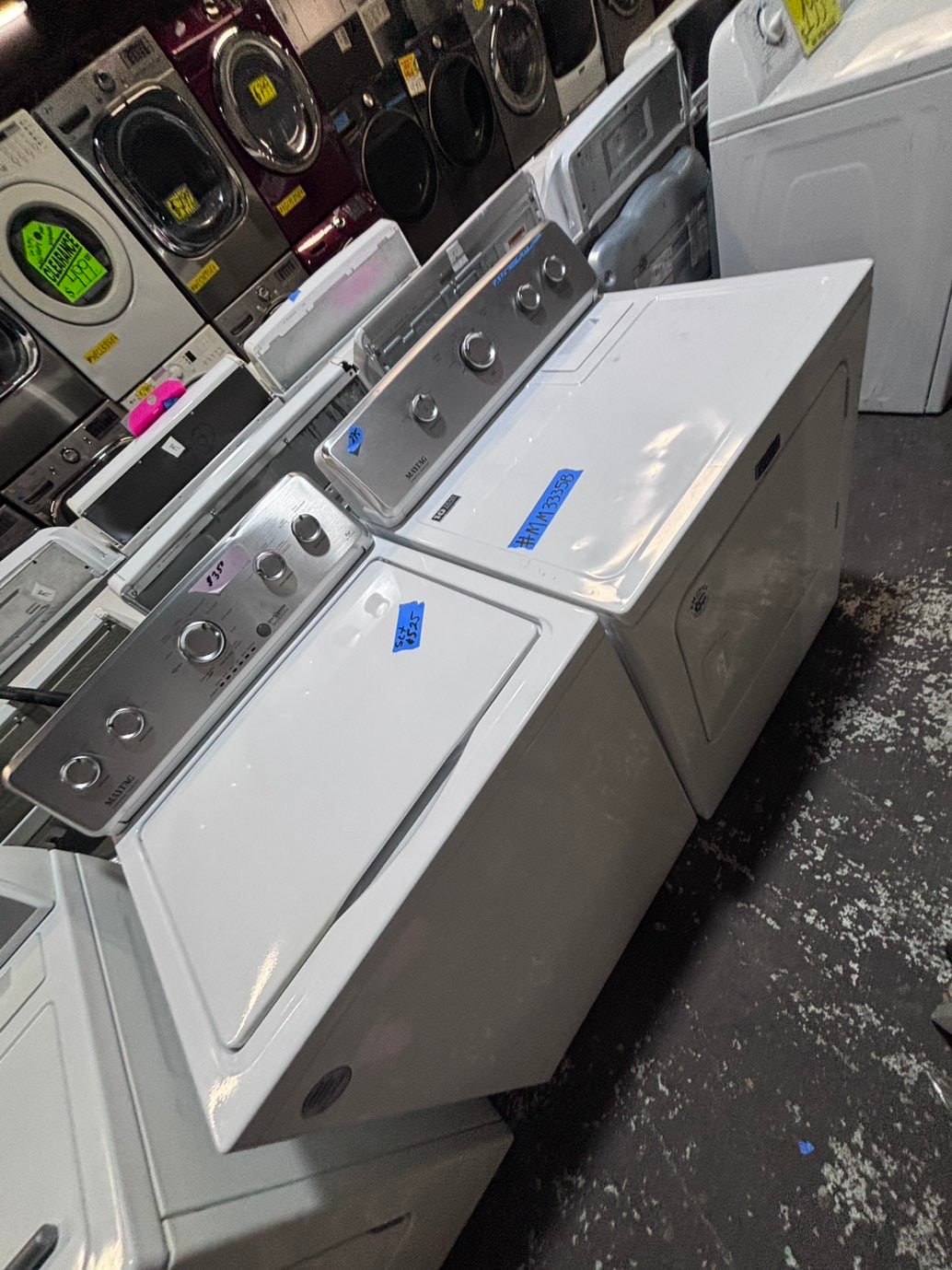 >*maytag  top load washer large capacity with removable agitator  & electric dryer 220v  set top load side by side #AAT3YB