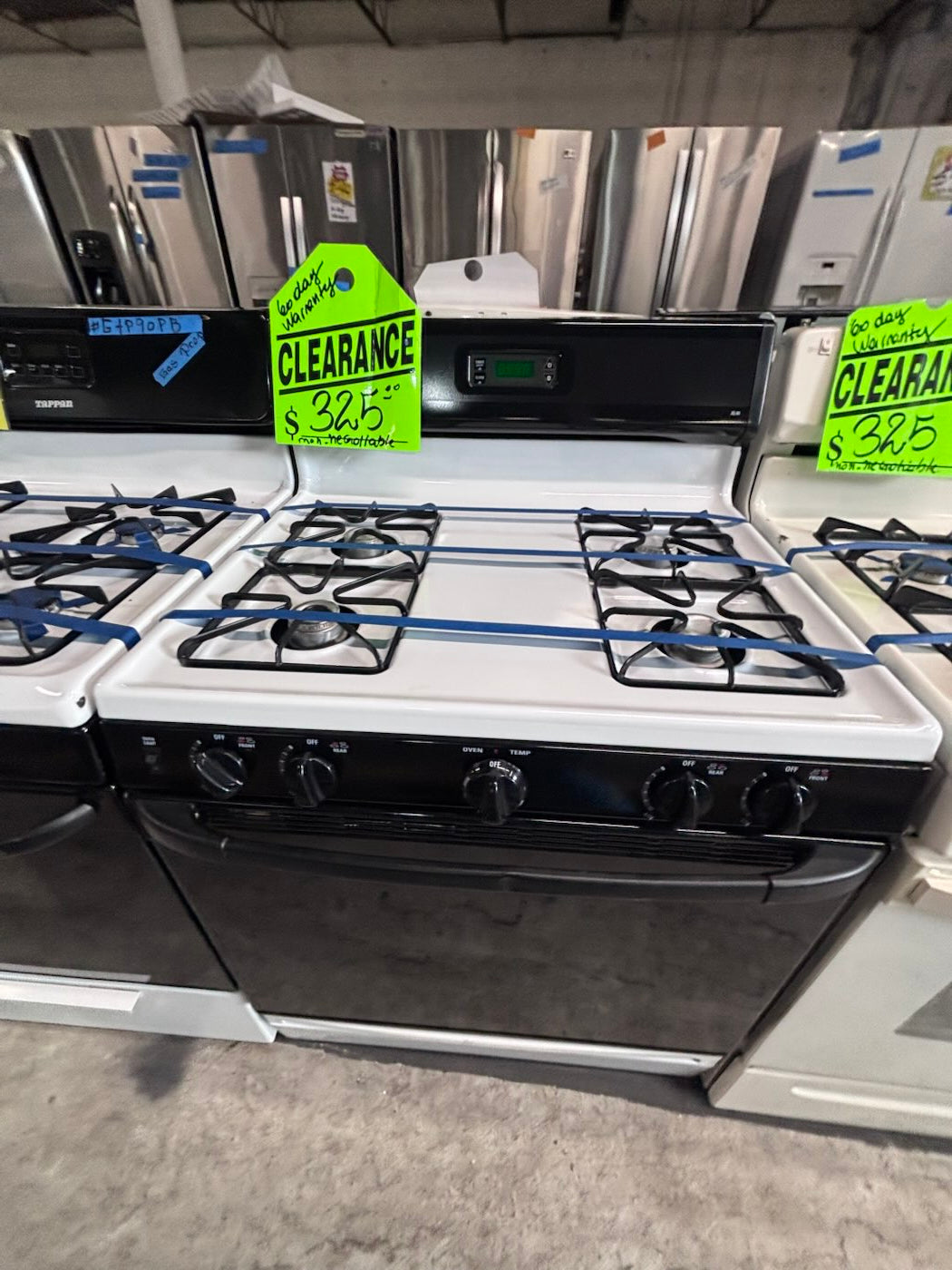 }sale🔥GE Gas range 4 burner bake broil Hi/Lo self clean in black & white working 💯 with warranty ,used-Refurbished 30” #GG69H7B