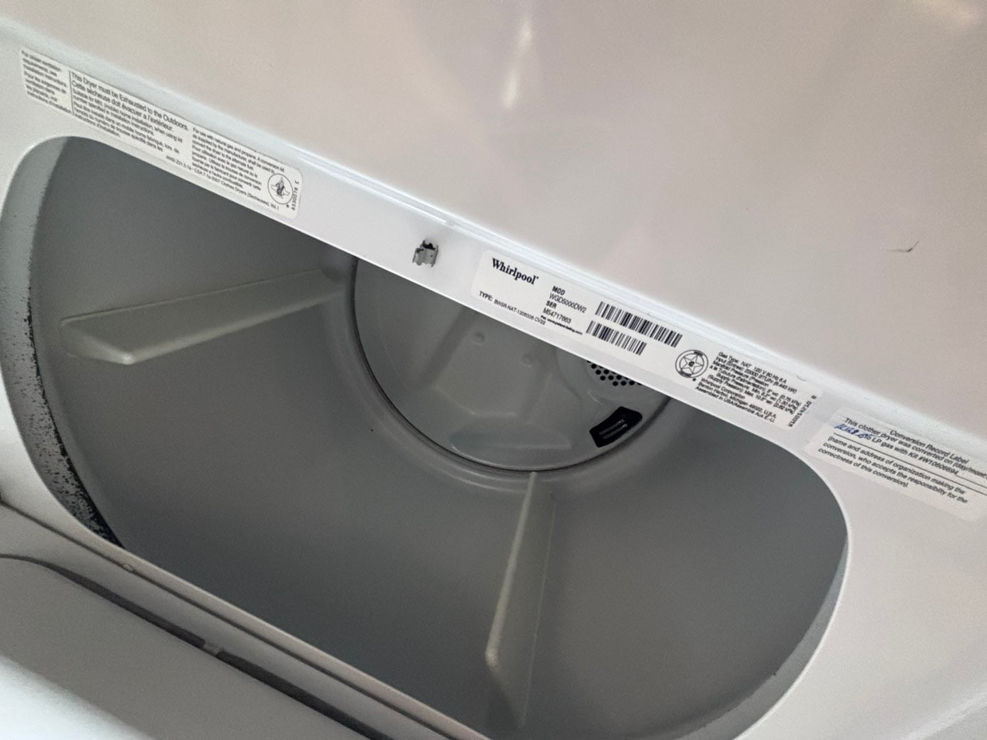 >*whirlpool 29” large capacity gas  dryer 110v side by side used-refurbished #M99AMAB