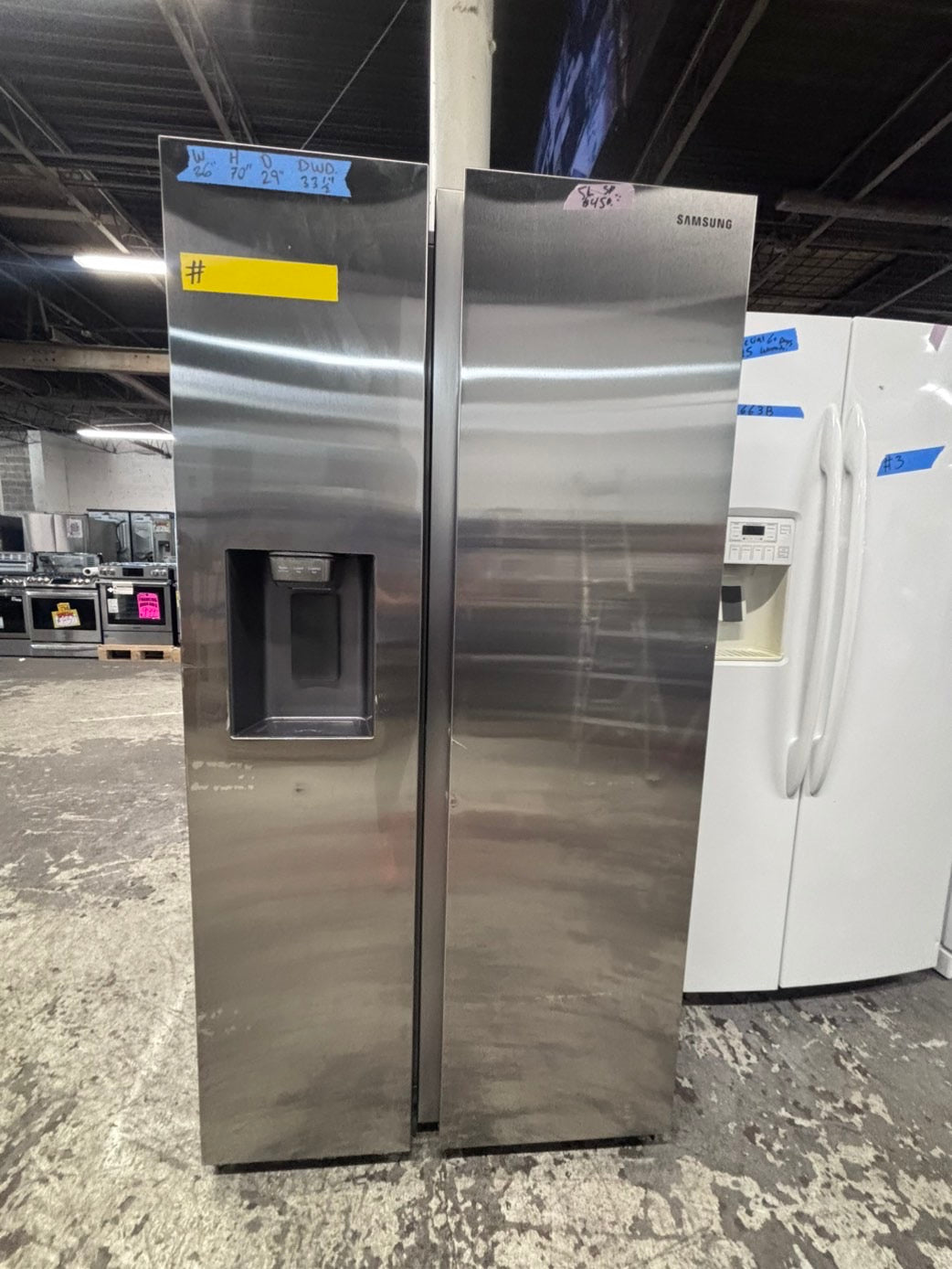 >*July 4th sale🇺🇸🔥Side x side  Refrigerator stainless steel with ice maker & water dispenser /. 36’’used-Refurbished. Item number  #RF66012B