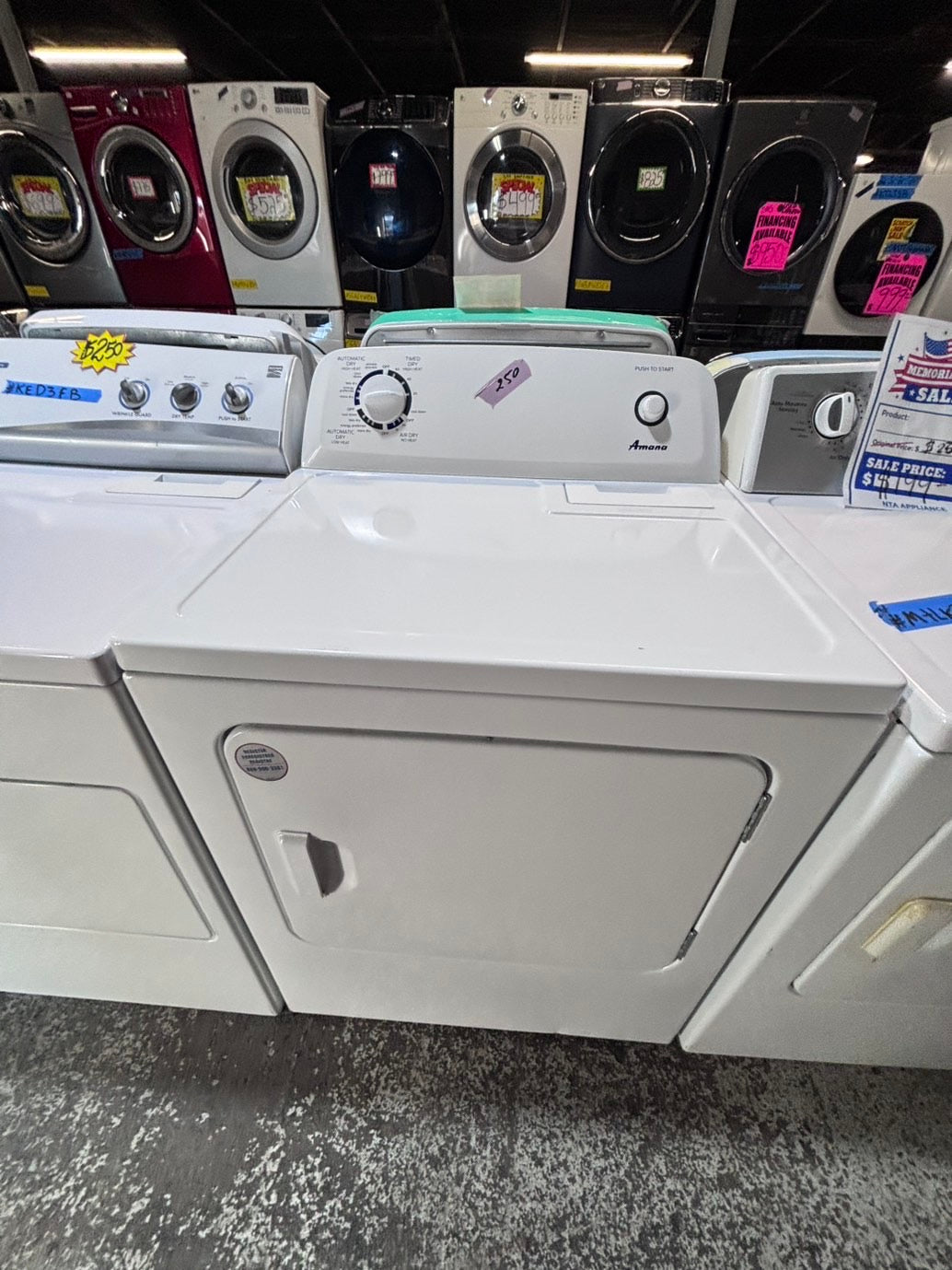 >*Amana 29” large capacity electric dryer 220v side by side used-refurbished #AMEK12B