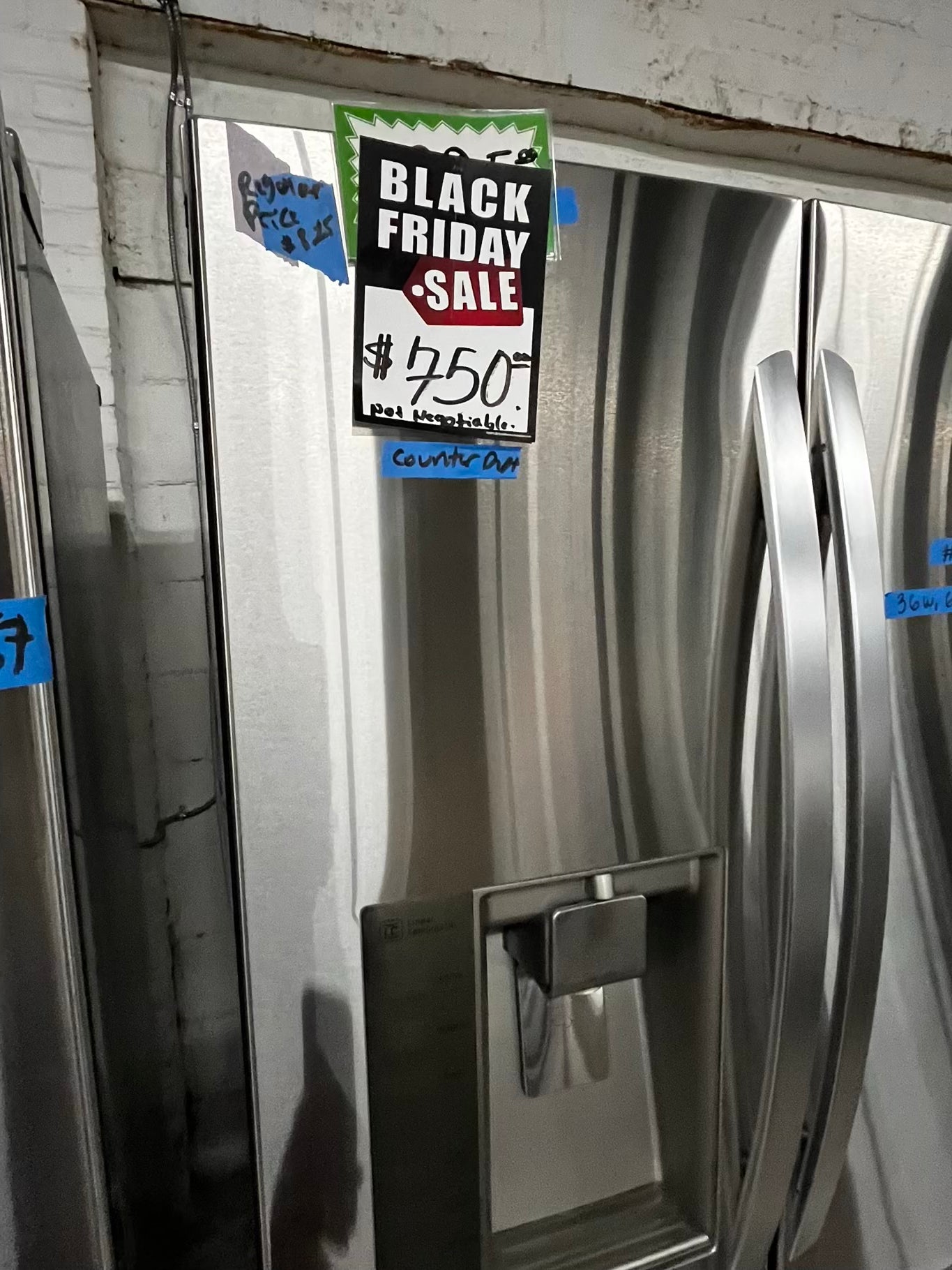 🎄 LG French door Refrigerator counter depth stainless steel w/ ice water dispenser 36" #RF79349B