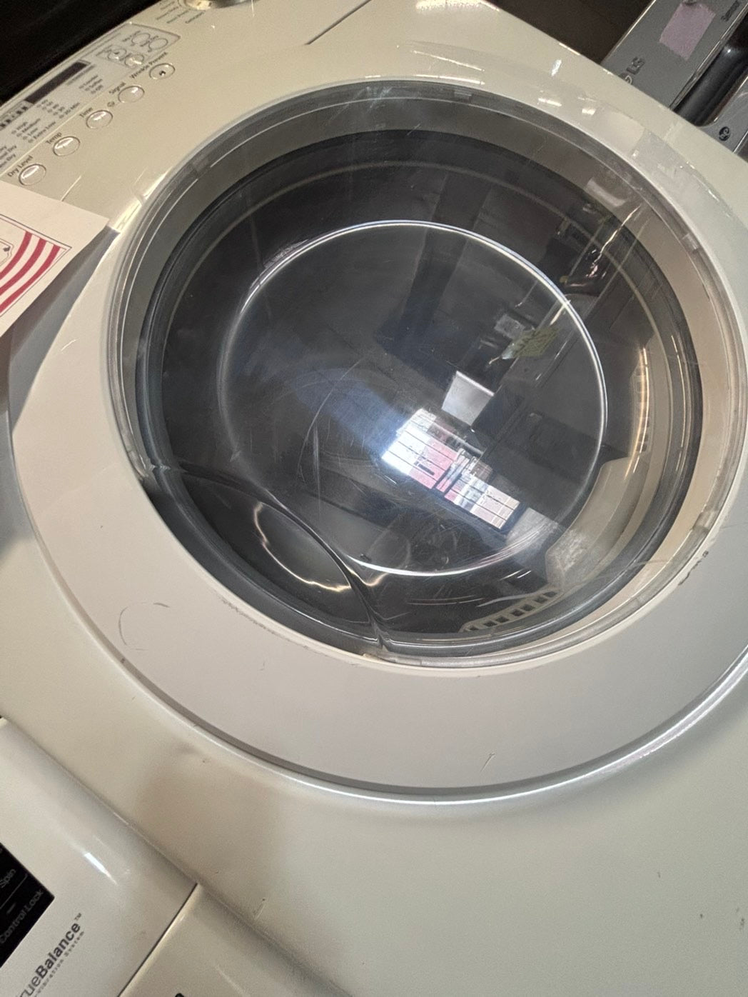 >-*July 4th sale 🇺🇸 Samsung   Dryer electric 220v in front load w/pedestal extra storage large capacity 27" used-refurbished #ESSGE6XB