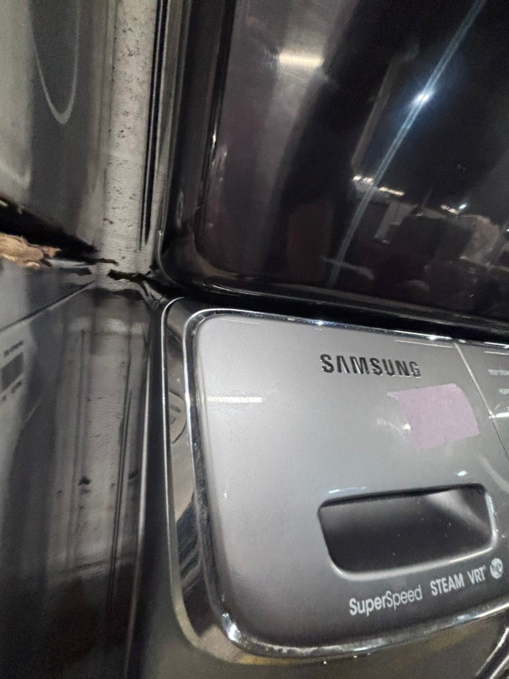 >*Mix & match Samsung dark gray  washer & gas dryer set front load stackable or side by side  27” in used Gas  -Refurbished #SGA64WB