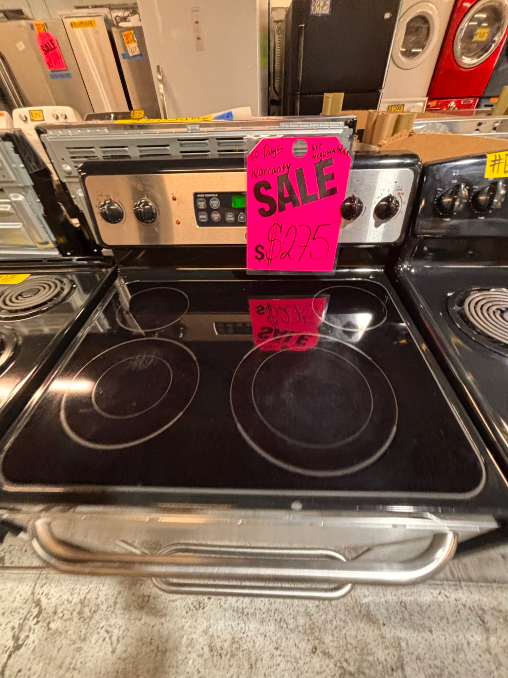 }}SPECIAL 🔥🔥GE electric 220v glass top range bake Broil roast self clean oven stainless steel working 💯  with warranty ! 30" used-Refurbished #GEA1Y71B