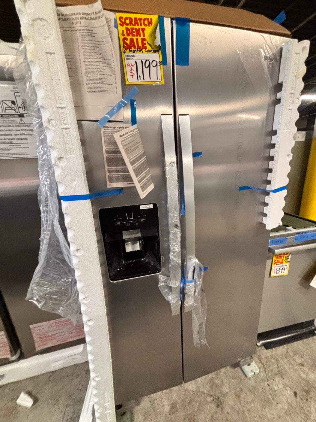 >newOpen Box 📦 | scratch & dent Whirlpool full size  36”in. Side-by-Side Refrigerator in Stainless Steel with iced maker & water dispenser #FWTT6B