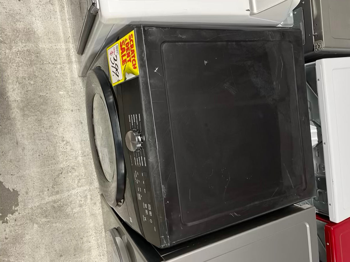 Open Box | Scratch & dent Open Box - Scratch & Dent Samsung - 7,5 Cu. Ft. Stackable Electric 220v Dryer with Sensor Dry - Fingerprint Resistant Black Stainless Steel 27” #RF2075B