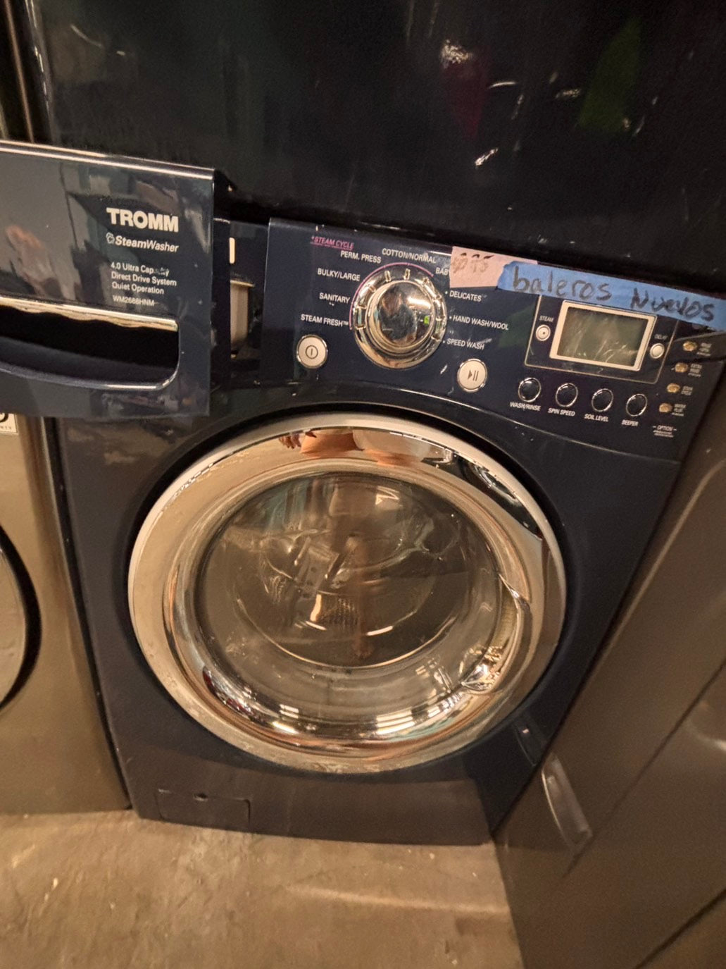 >* special🎉LG washer & dryer set electric 220v front load stackable or side by side - sensor dry in navy blue used,refurbished #WQB5SET
