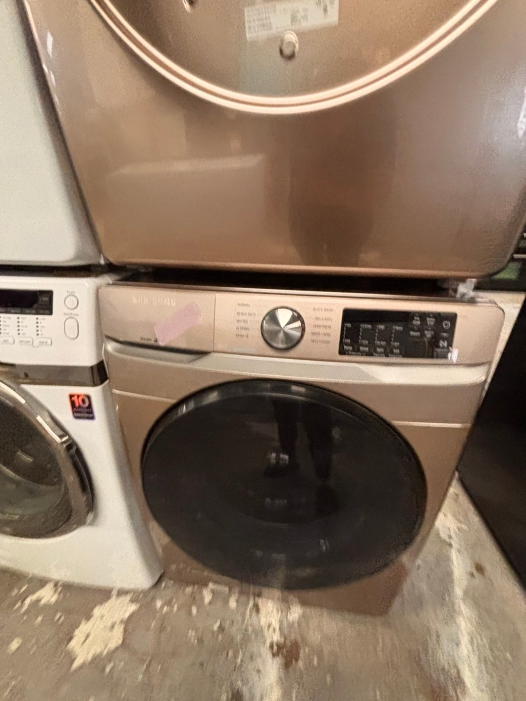 >*Samsung steam washer 4.5 cu ft & dryer 7.5 cu ft set electric steam 220v front load stackable or side by side - sensor dry He Tuscan  color  #W7TWWBSET