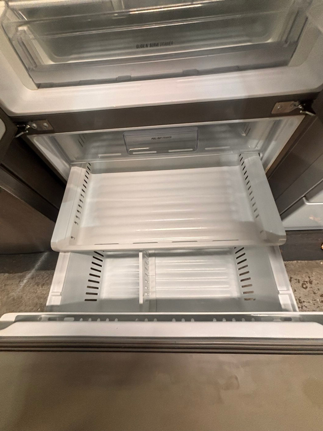 }LG used-Refurbished LG 36”w x69h x 30” depth refrigerator stainless steel w/ice & water dispenser  #FDLS3073B
