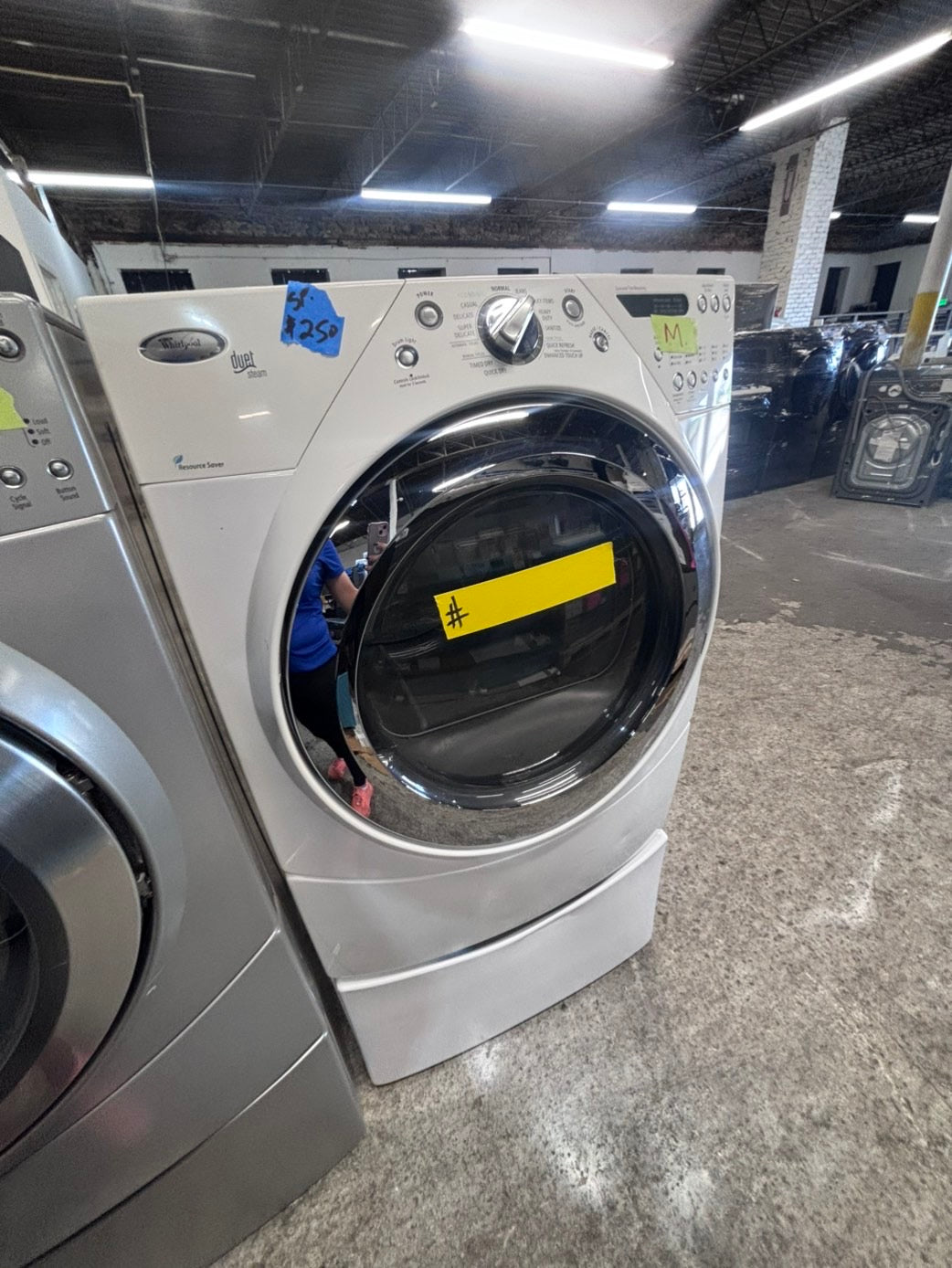 >*july 4th 🇺🇸🔥whirlpool Dryer electric 220v in white front load w/pedestal extra storage  drum large capacity 27" refurbished #EDPL15B