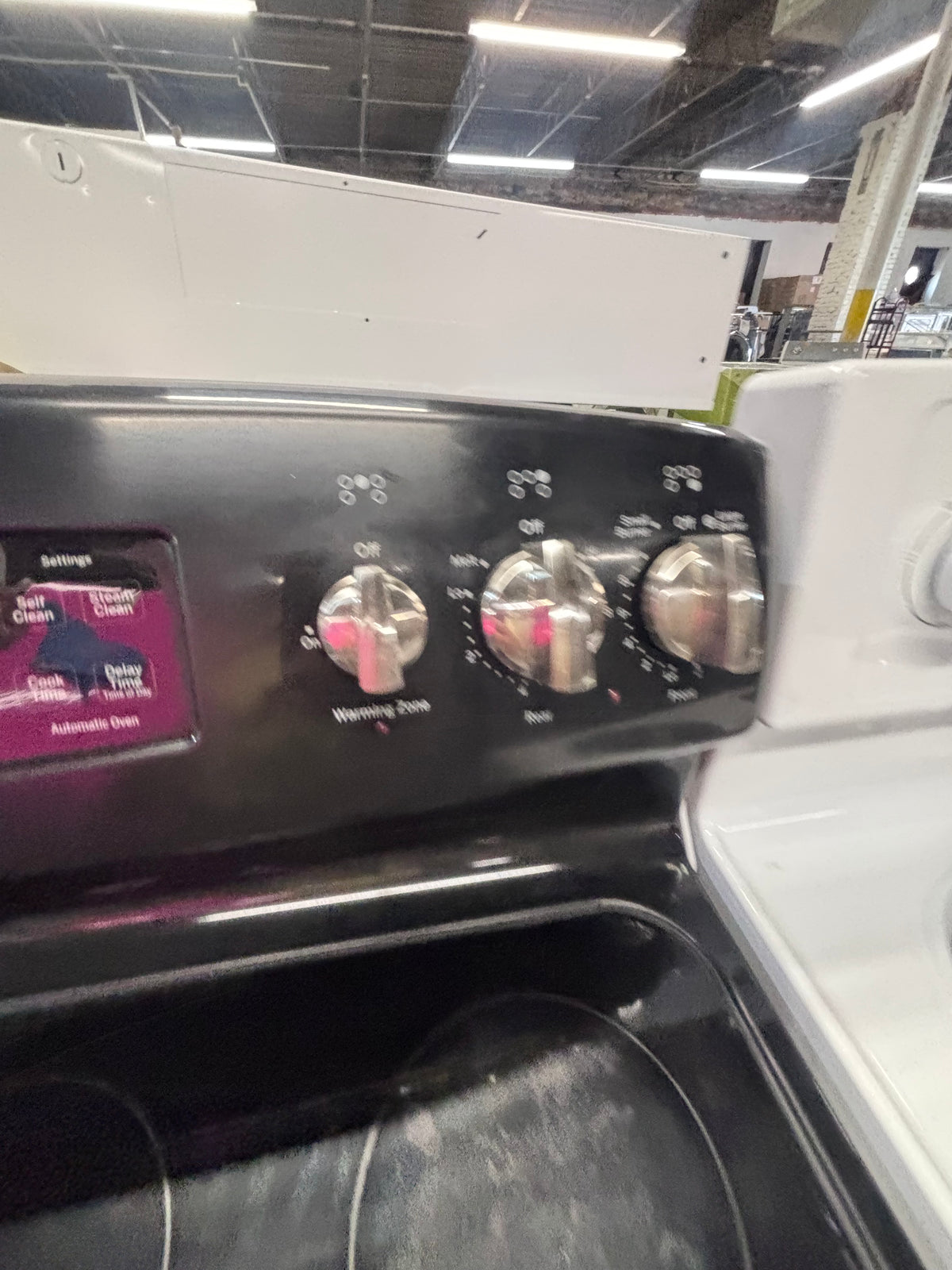 }sale🎈GE black electric 220v glass top range 5 burners bake Broil roast self clean black color 30" used-Refurbished working 💯with warranty  #BGE41B