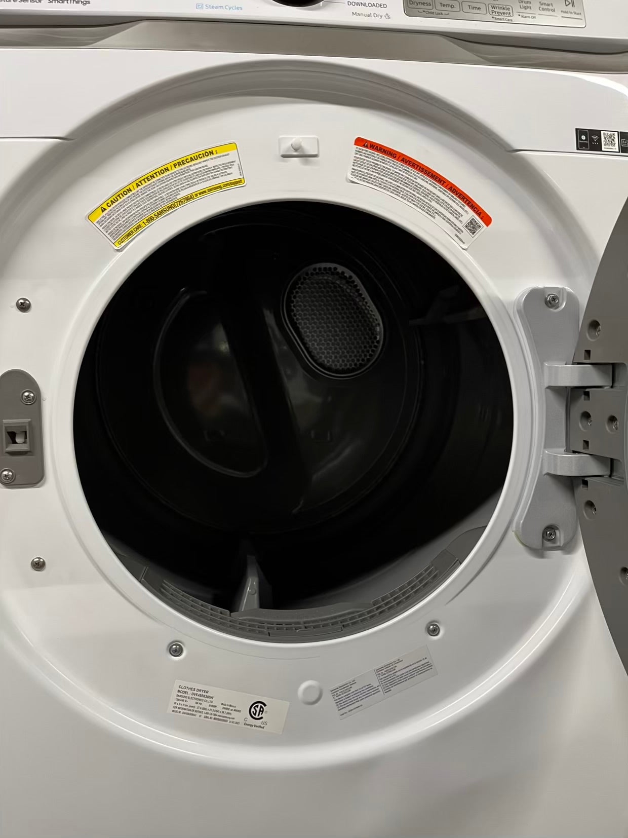 Open Box 📦 Scratch & Dent mix match LG 4.5 cu. ft. Capacity Smart Front Load ENERGY STAR Washer with TurboWash® 360° Al & Samsung 7.5 cu. ft. Vented Smart Stackable Electric 220v Dryer In White w/ Steam 27" in #WD634NB