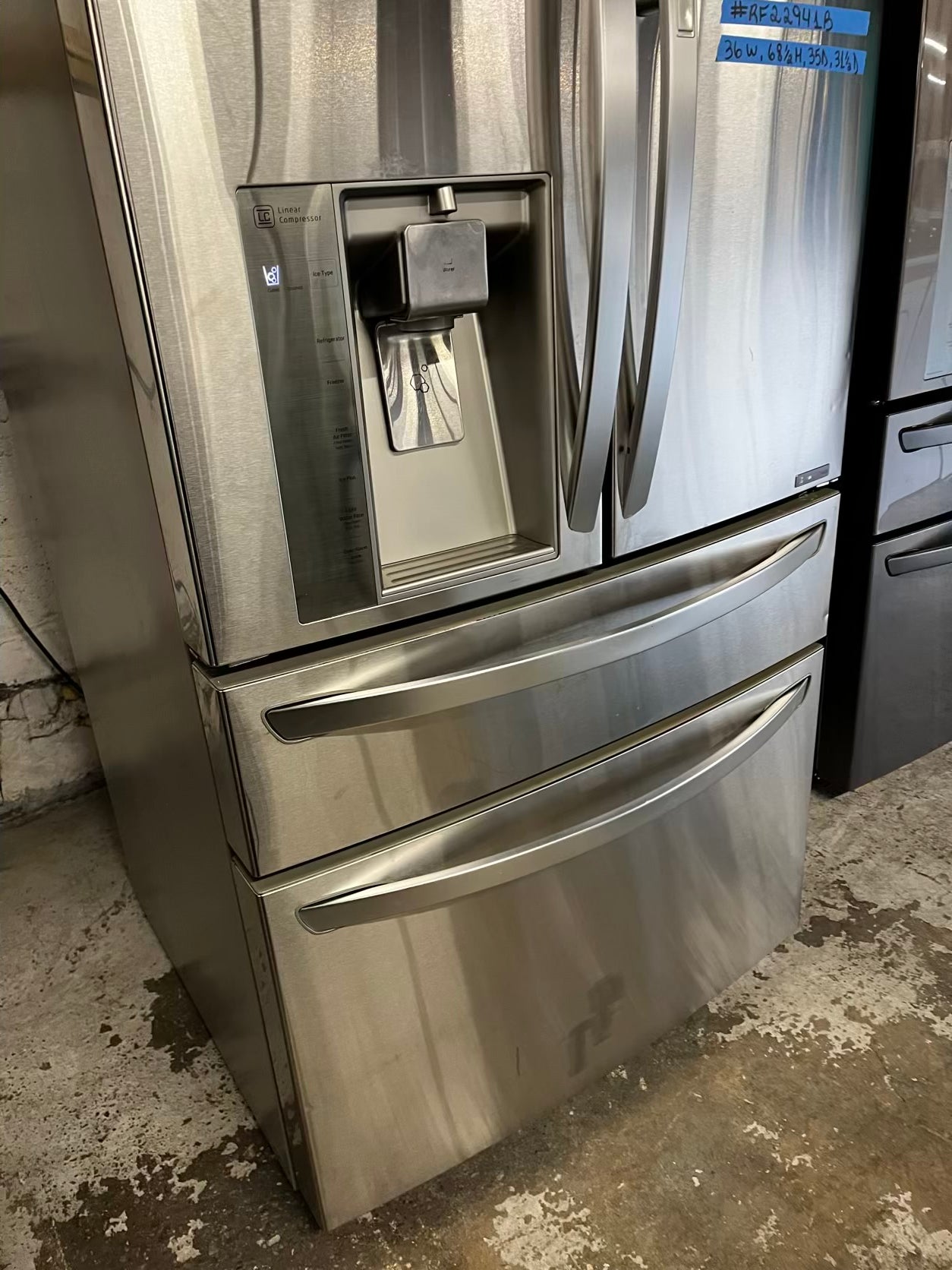 🎄Holiday Sale 🎁Used | Refurbished LG 36” French door refrigerator stainless steel *NO ice maker or water dispenser r- stock number #RF222941B