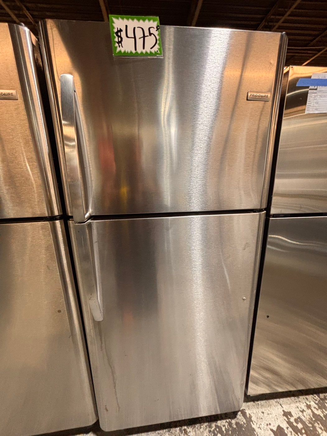 >*frigidaire  top freezer refrigerator stainless steel used-refurbished 30"x 681/2h #RFF21RB