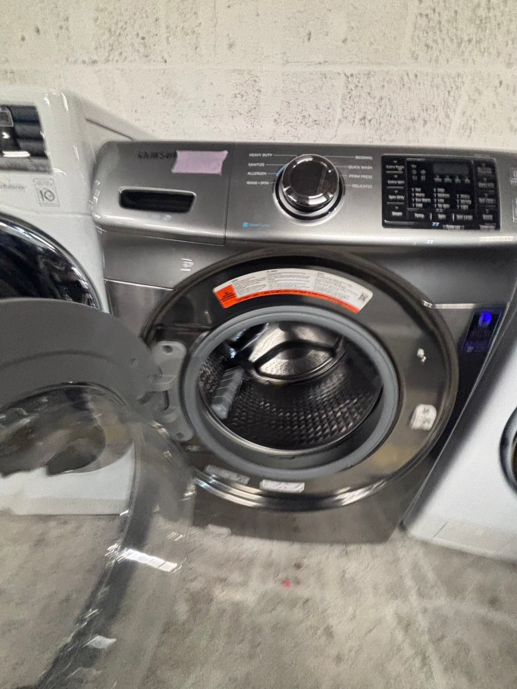 >*Samsung gray front load washer large capacity stackable or side by side  27” in used-Refurbished #SGEE3WB