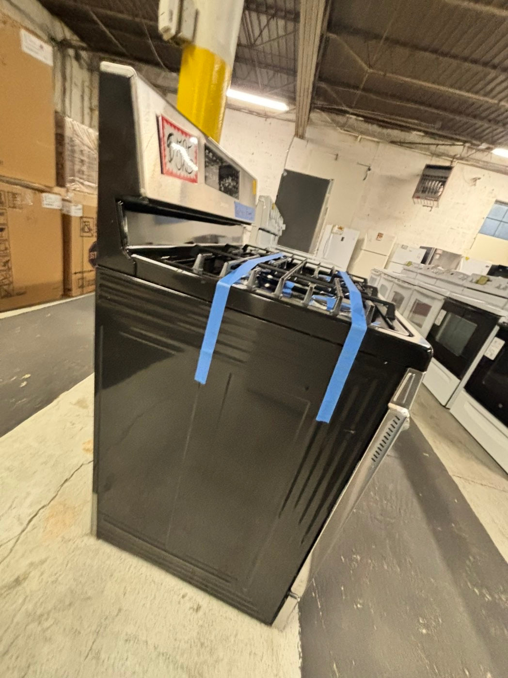 -Samsung gas range 5 burner convection oven roast bake /broil self clean stainless steel  30" used -refurbished       Item number#GR237TNB