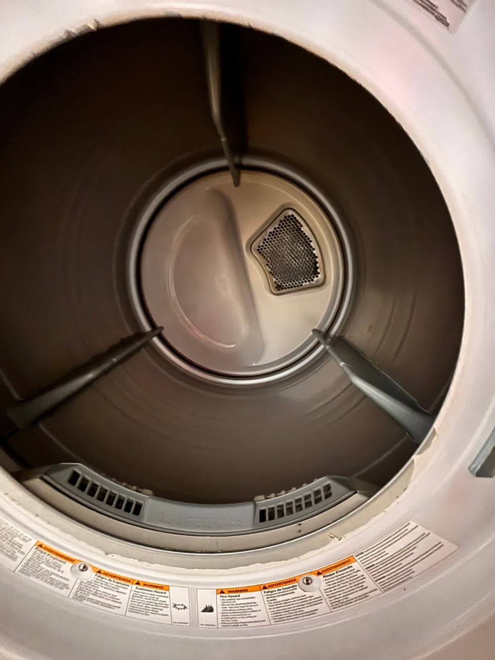 >LG  front load stackable GAS dryer in white , stainless steel drum 27" #EWY71B