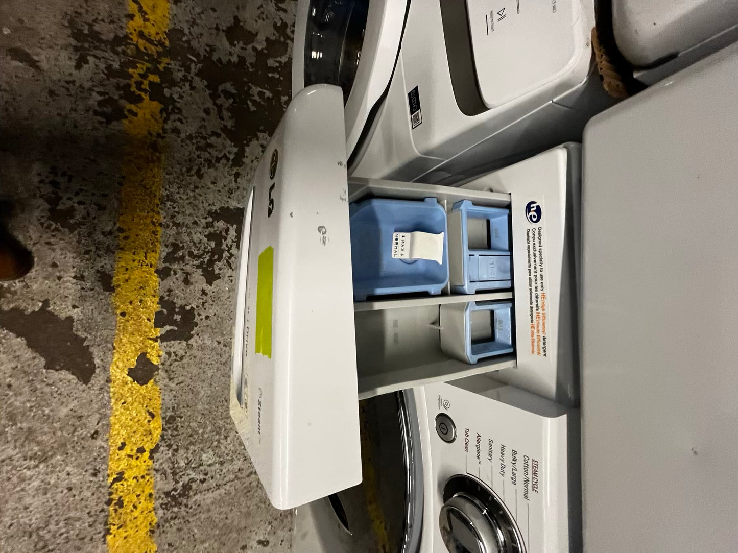 LG washer 4.5 cu ft & dryer 7.5 cu ft set electric 220v front load stackable or side by side - sensor dry He in white  #WD78382B