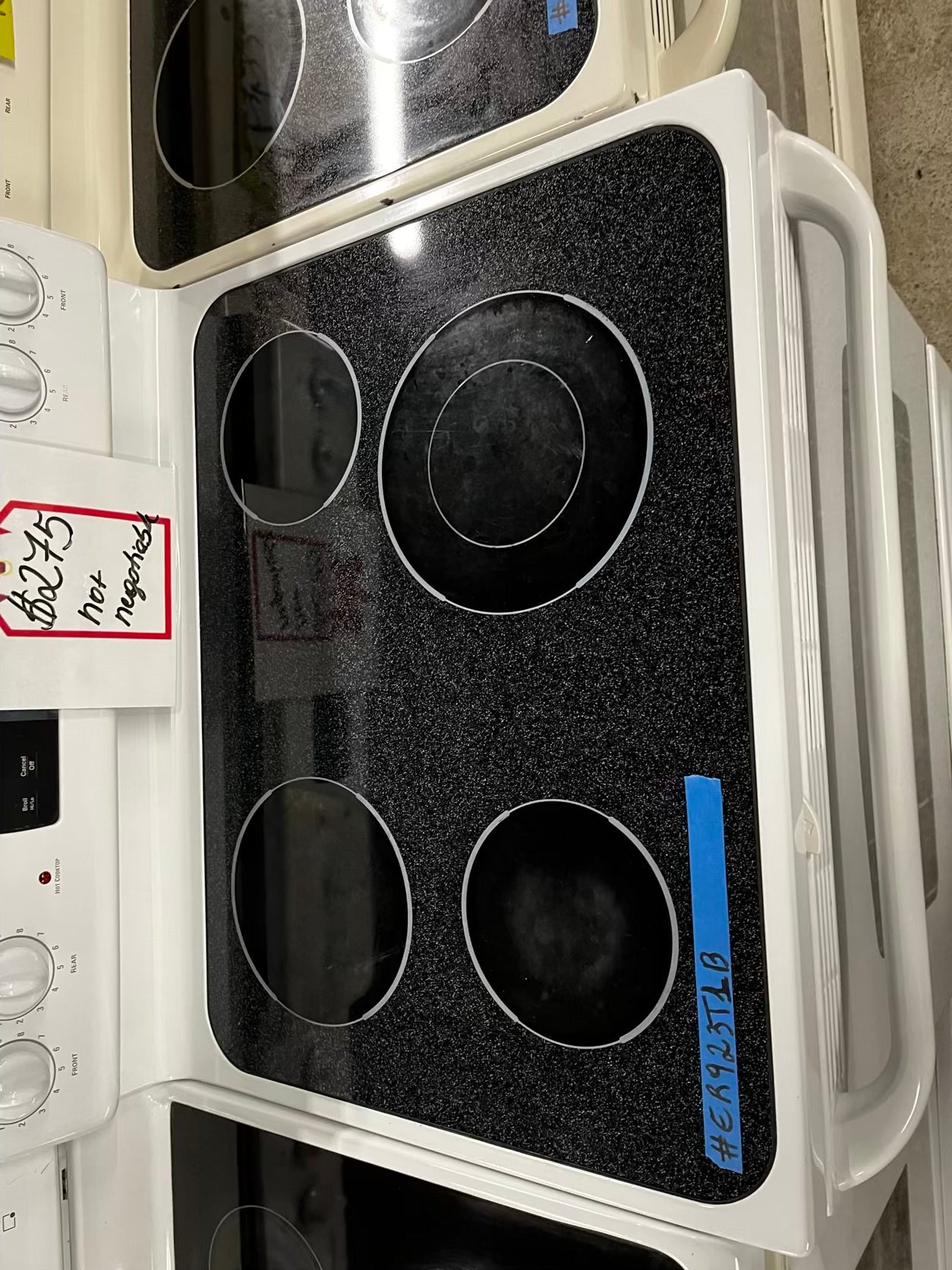 🎄Holiday Sale 🎁GE glass top electric range 220v 4 burner Refurbished bake Broil hi/lo in white 30" #ER923T1B