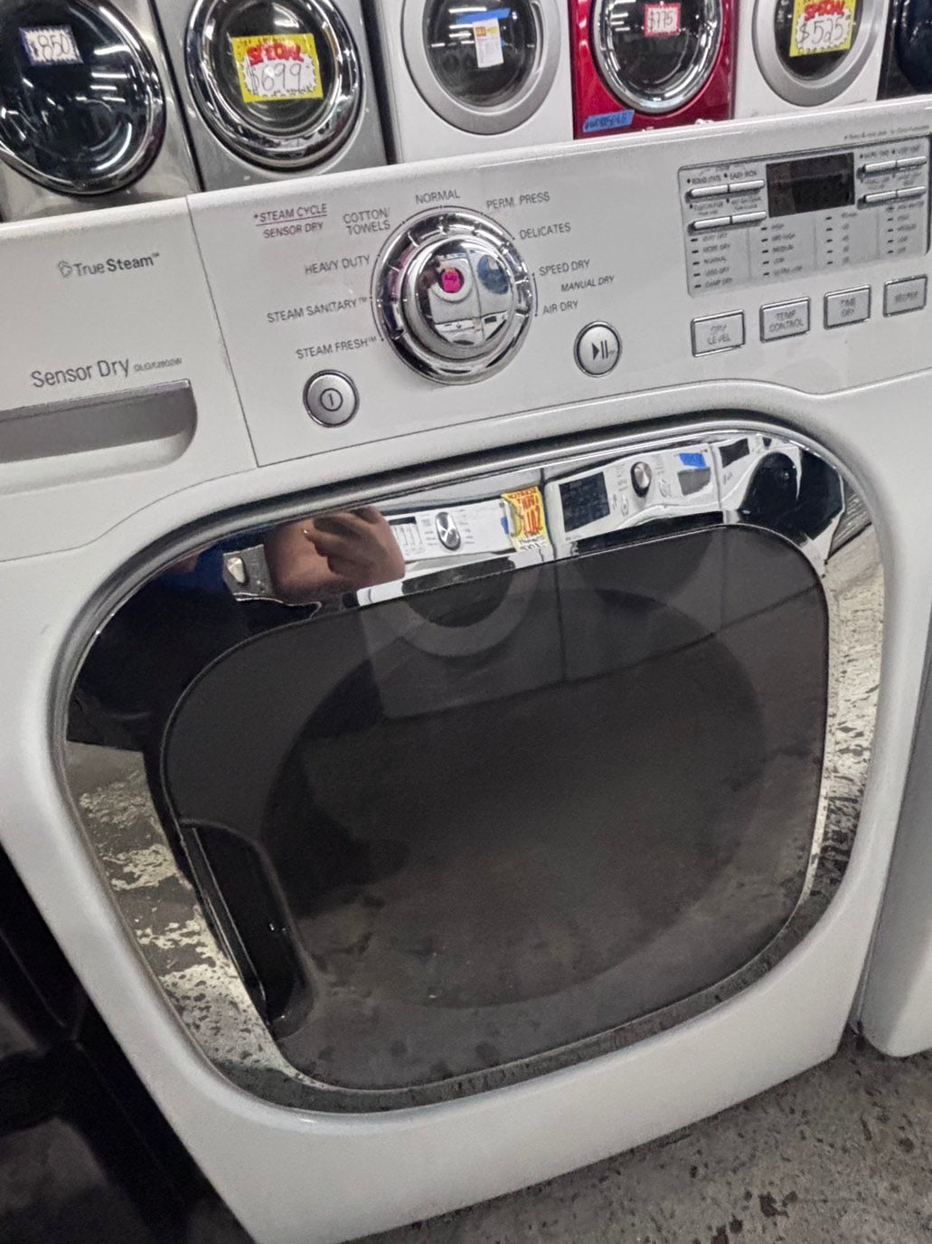 >special 🌟 LG  front load stackable GAS steam dryer in white , stainless steel drum 27" #GDLGZ0B