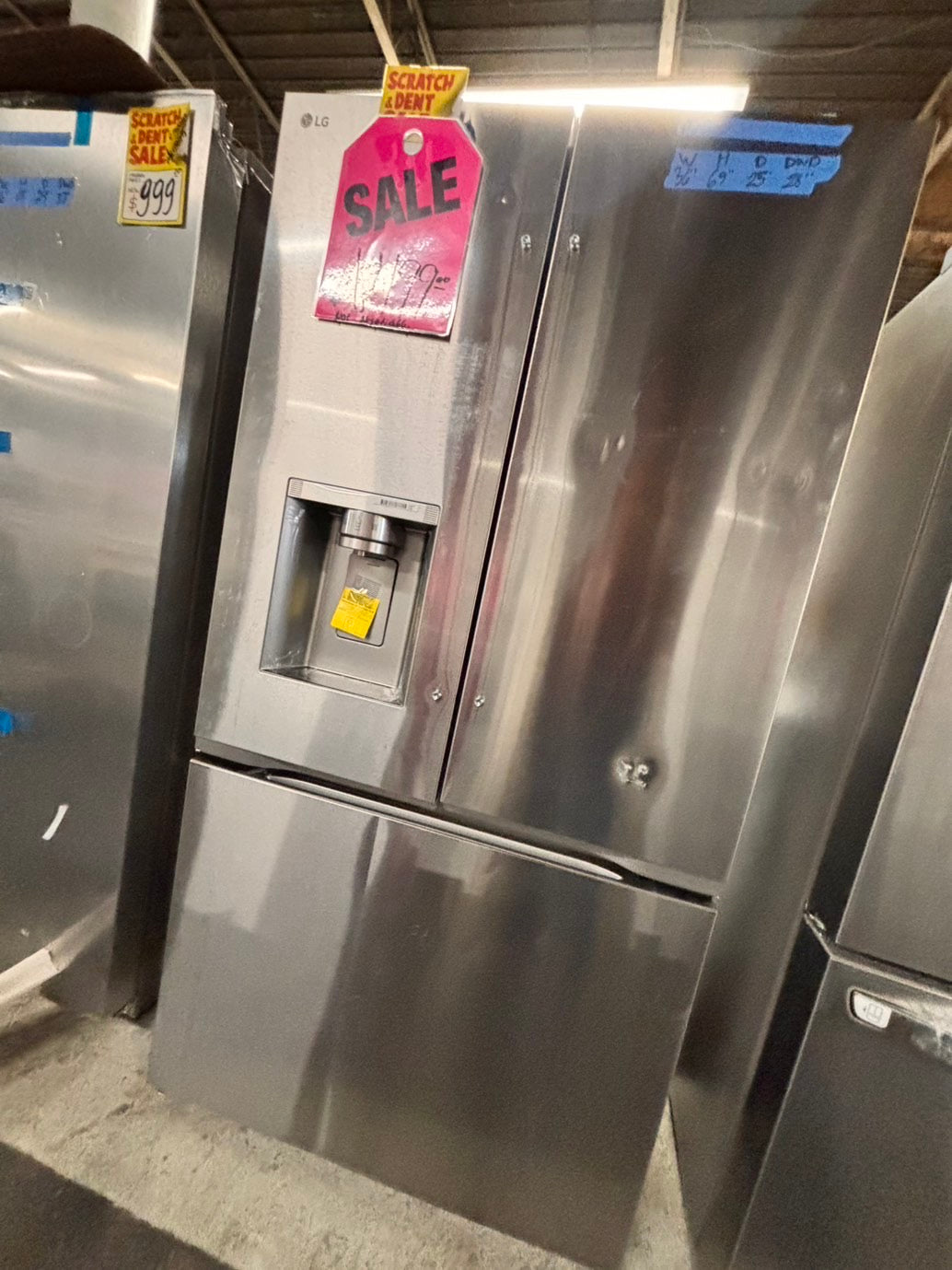 > LG Counter-Depth MAX 23.7 Cu. Ft. French Door Smart Refrigerator with Zero Clearance lf24z6530s with ice maker & water dispenser - Stainless Steel #RLG23C5B
