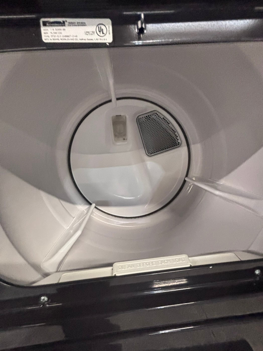 >>used- refurbished kenmore stacked laundry center Electric 220v washer & dryer unit in gray  27" #LWK17DB