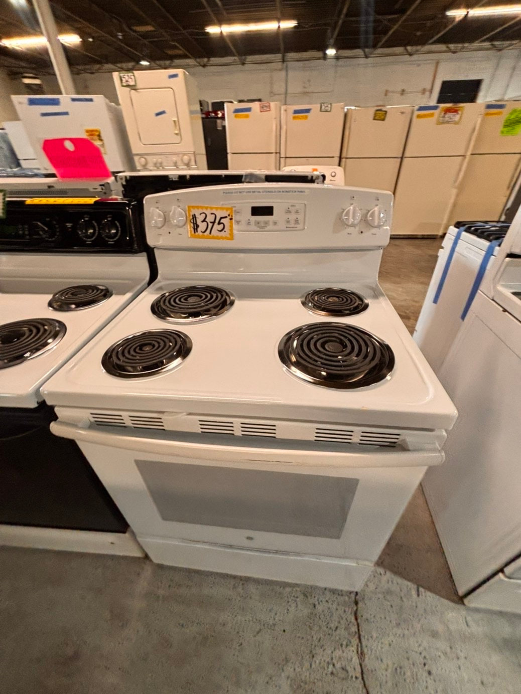 <> GE like new white electric coil top range coil 220v bake /Broil 4 burner used-Refurbished  great condition 30" #EG124B