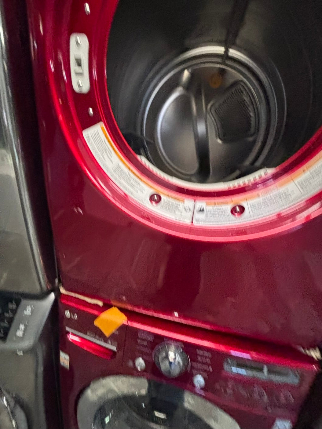 }special 🔥LG washer large capacity& GAS dryer steam set front load stackable or side by side red  27” in used-Refurbished #FWU34VBSET