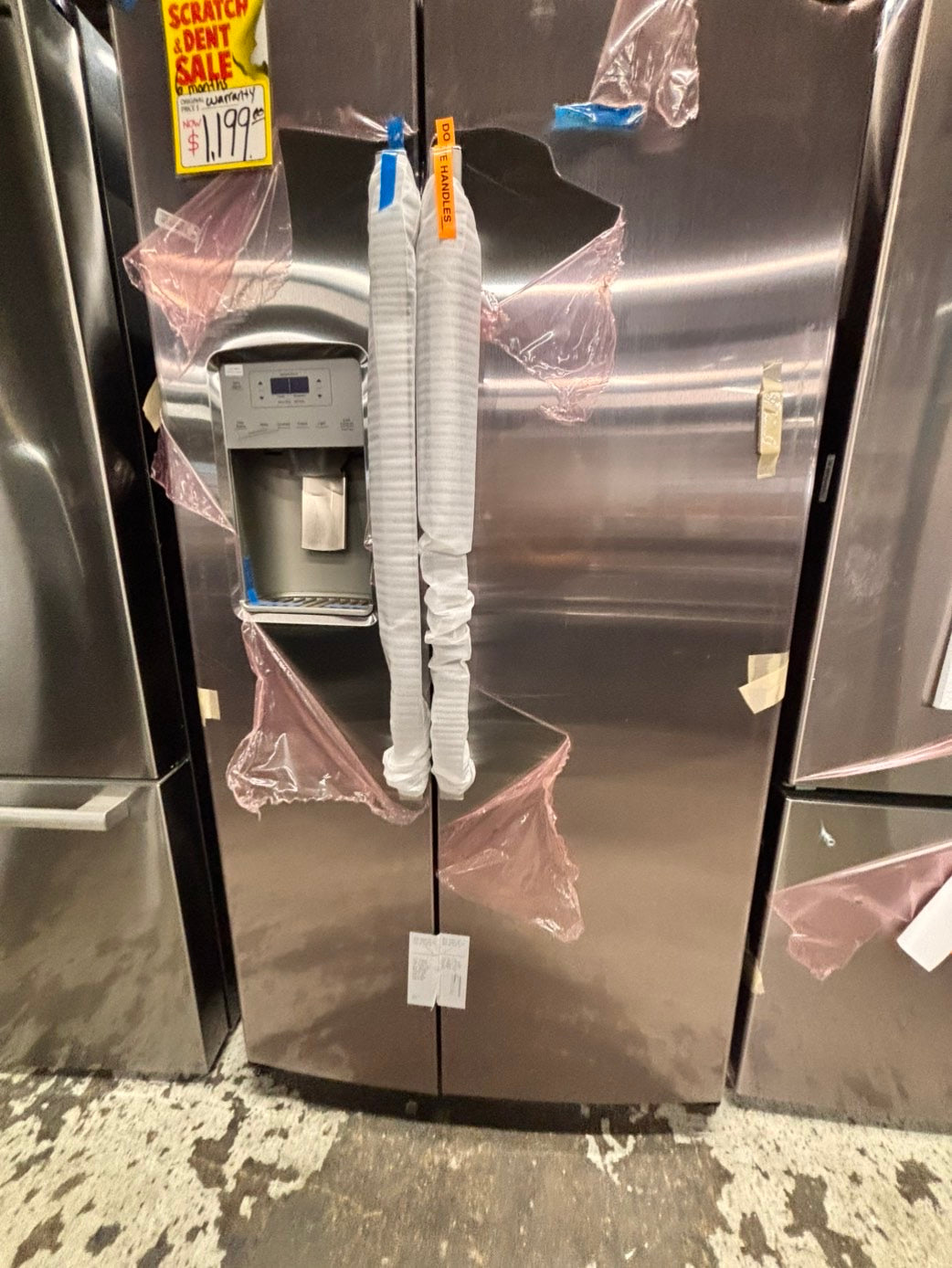 >New open Box 📦 GE 36”Side by Side Refrigerator stainless steel w/ice water dispenser  - #RSGR36LB