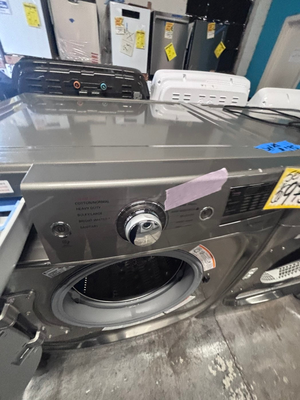 >*used great condition 29”refurbished LG steam washer & dryer set electric front load jumbo size stackable or side by side stainless steel drum 29" #WEX5S9B