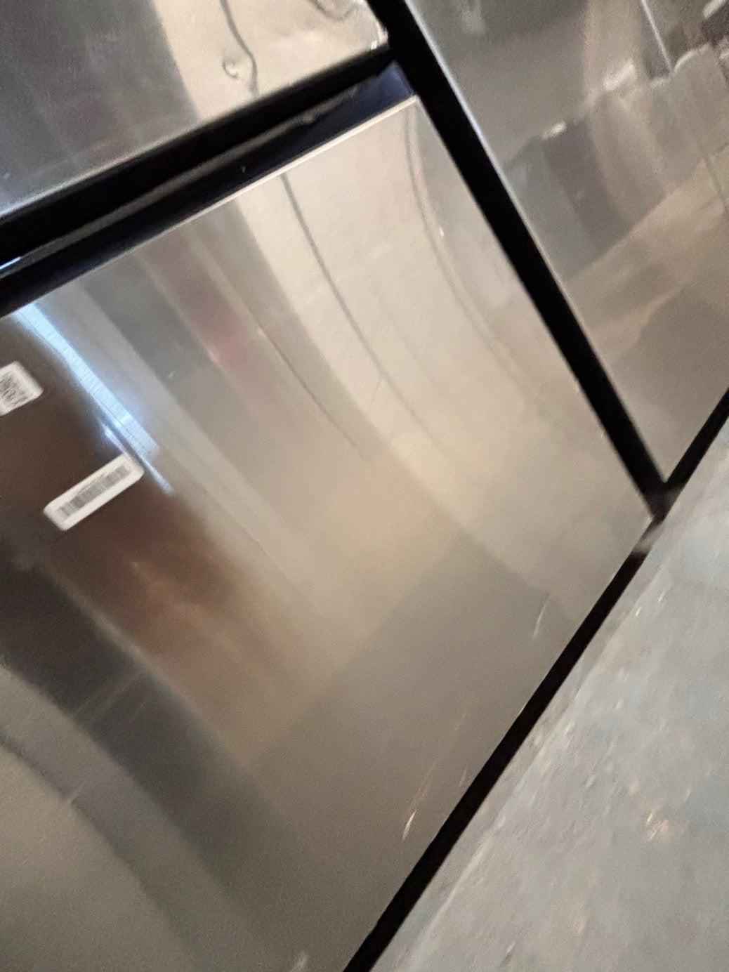 >new open box costumer return  Samsung Bespoke 23 cu. ft. Counter Depth 4-Door French Door Refrigerator in Stainless Steel with Family Hub in Charcoal Glass #RFFH1D41B