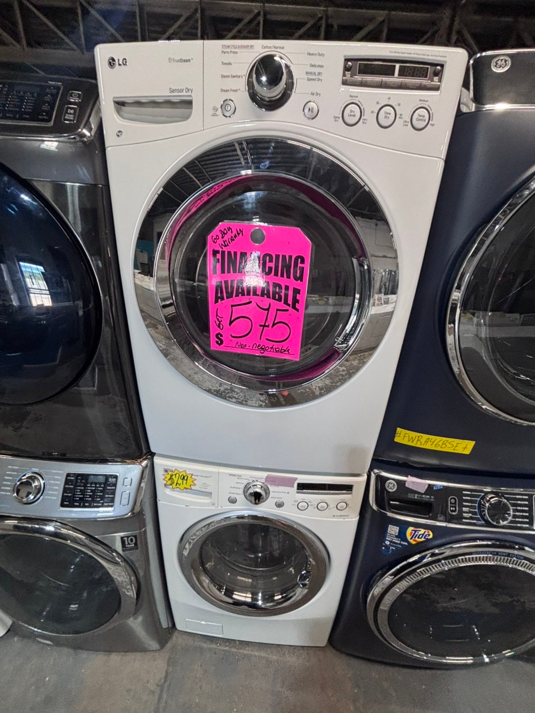 >* July 4th special 🇺🇸LG washer & dryer set electric 220v front load stackable or side by side - sensor dry in white  #WEDL99SET
